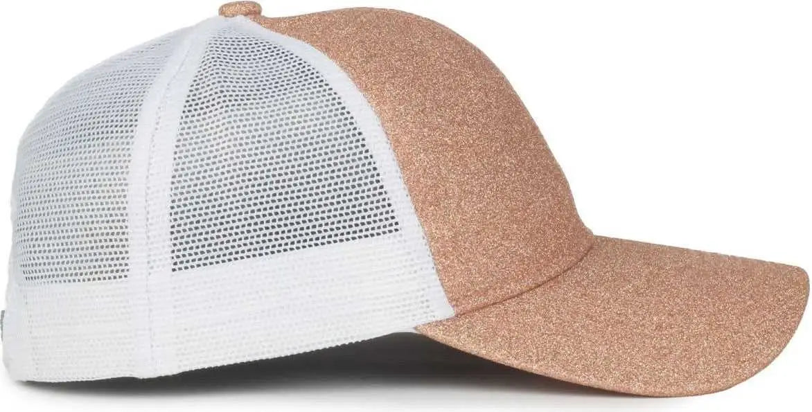 OC Sports OCGLTR Glitter Mesh Back Cap - Rose Gold White - White / Ladies