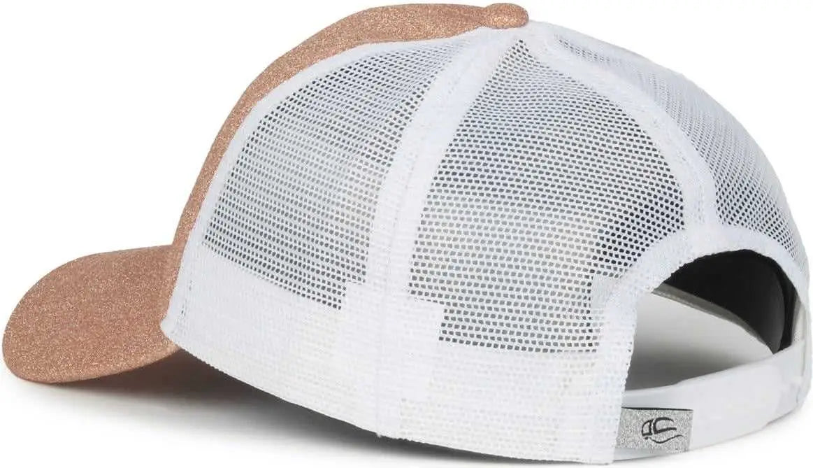 OC Sports OCGLTR Glitter Mesh Back Cap - Rose Gold White - White / Ladies
