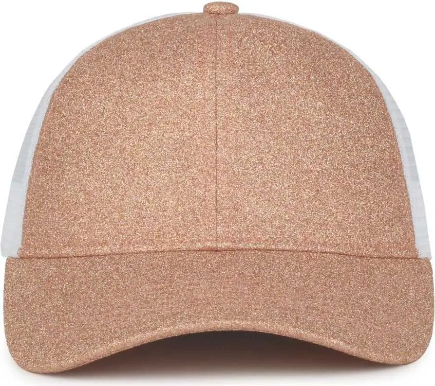 OC Sports OCGLTR Glitter Mesh Back Cap - Rose Gold White - White / Ladies