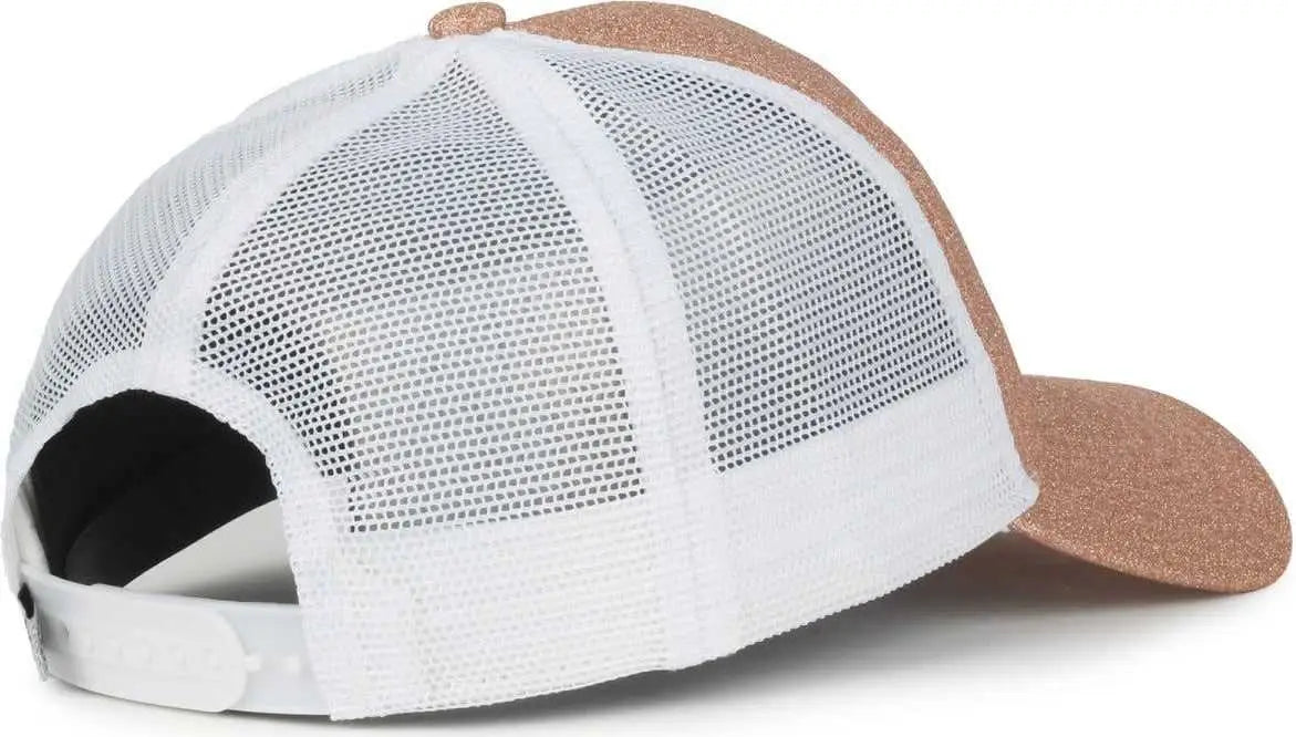 OC Sports OCGLTR Glitter Mesh Back Cap - Rose Gold White - White / Ladies