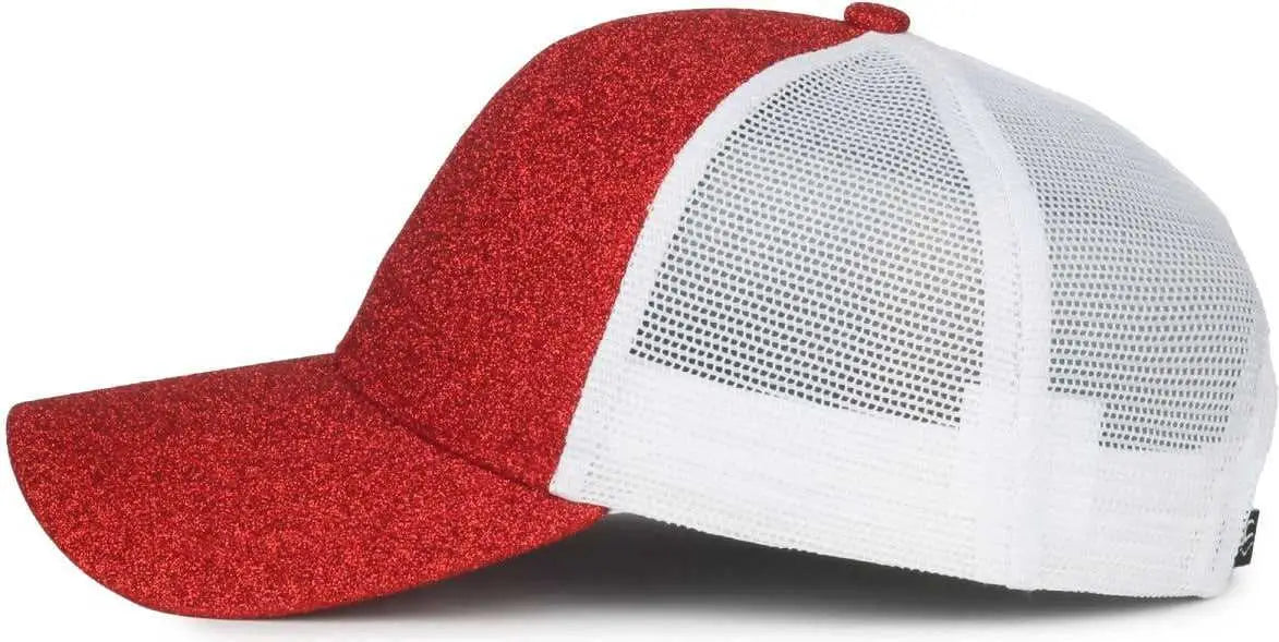 OC Sports OCGLTR Glitter Mesh Back Cap - Ruby White - White / Ladies