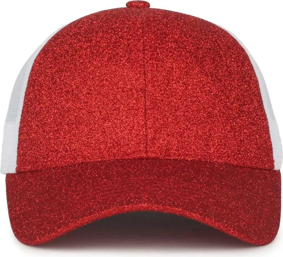 OC Sports OCGLTR Glitter Mesh Back Cap - Ruby White - White / Ladies