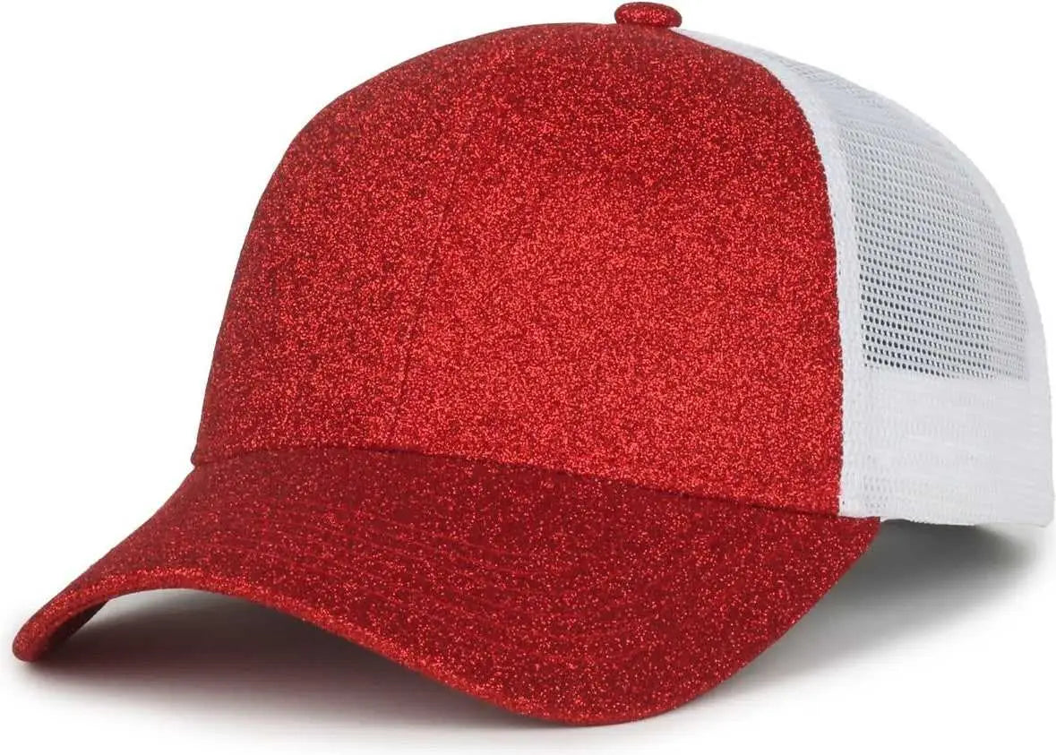 OC Sports OCGLTR Glitter Mesh Back Cap - Ruby White - White / Ladies