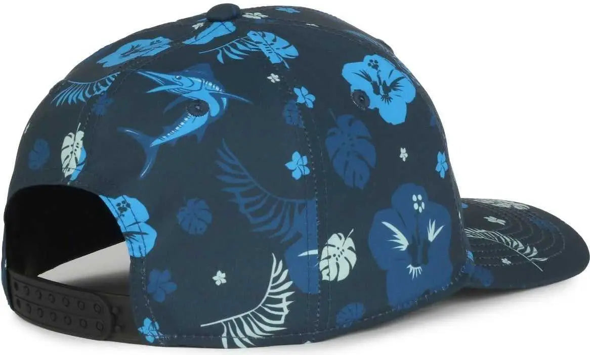 OC Sports OCP100 Sublimated Pattern Pro Crown Cap -Hibiscus Marlin Navy - Navy / OSFM