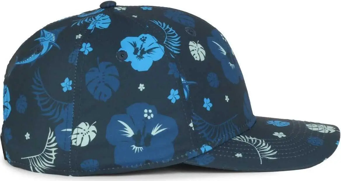 OC Sports OCP100 Sublimated Pattern Pro Crown Cap -Hibiscus Marlin Navy - Navy / OSFM