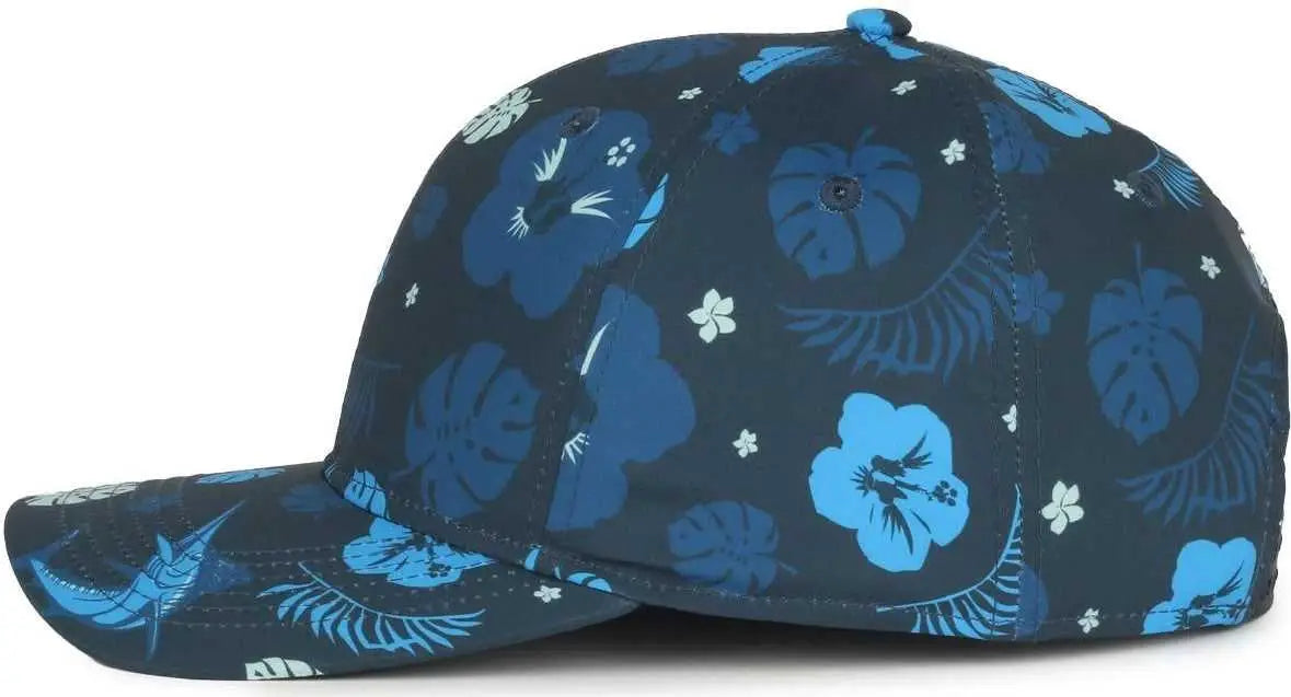 OC Sports OCP100 Sublimated Pattern Pro Crown Cap -Hibiscus Marlin Navy - Navy / OSFM