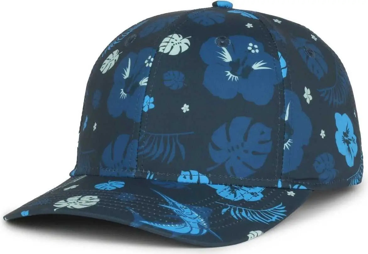OC Sports OCP100 Sublimated Pattern Pro Crown Cap -Hibiscus Marlin Navy - Navy / OSFM