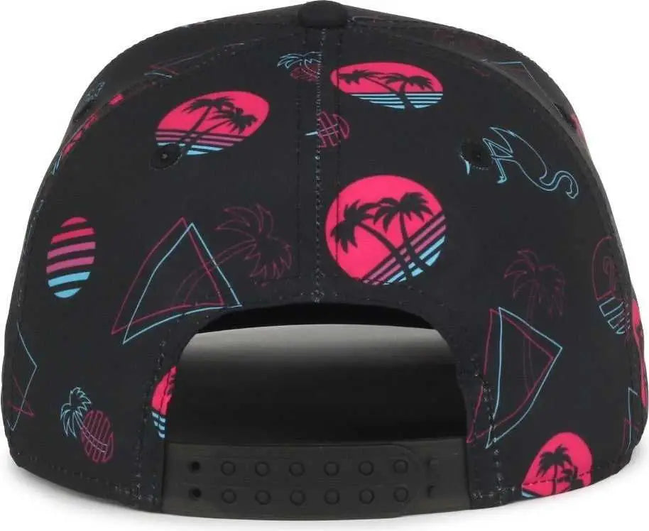 OC Sports OCP100 Sublimated Pattern Pro Crown Cap -Miami Black - Black / OSFM