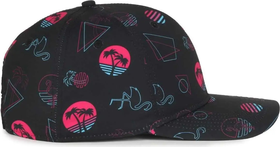 OC Sports OCP100 Sublimated Pattern Pro Crown Cap -Miami Black - Black / OSFM