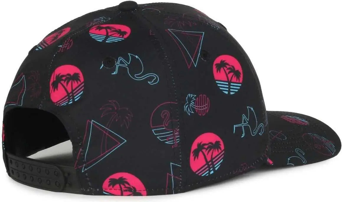 OC Sports OCP100 Sublimated Pattern Pro Crown Cap -Miami Black - Black / OSFM