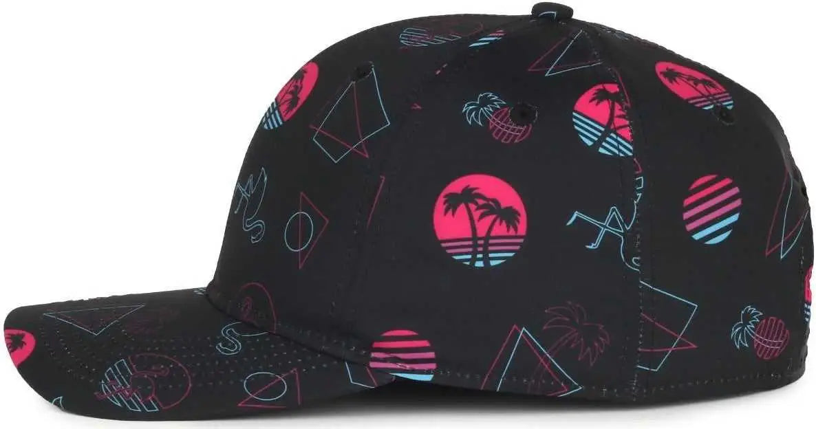OC Sports OCP100 Sublimated Pattern Pro Crown Cap -Miami Black - Black / OSFM