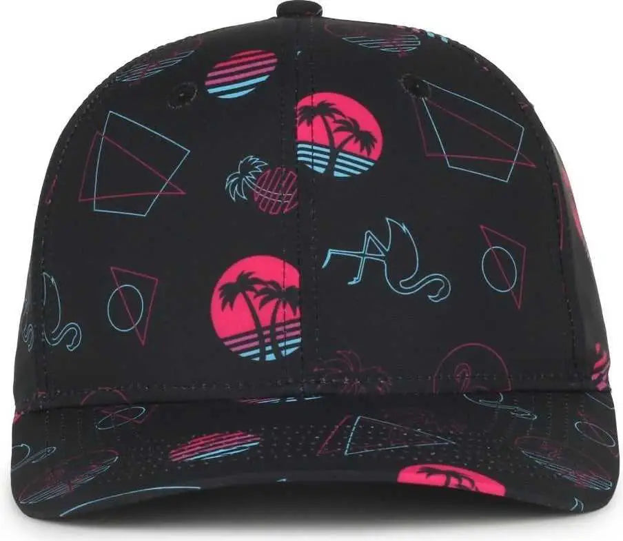 OC Sports OCP100 Sublimated Pattern Pro Crown Cap -Miami Black - Black / OSFM