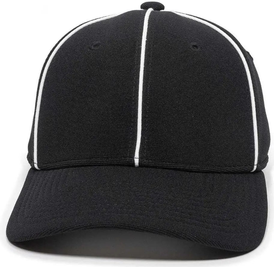 OC Sports OFC-600 Umpire Officials Poly Stretch Fit Cap - Black - Black / 7 1/4’’ - 7 5/8’’