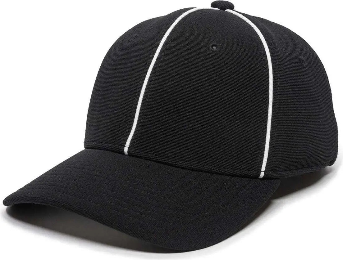 OC Sports OFC-600 Umpire Officials Poly Stretch Fit Cap - Black - Black / 7 1/4’’ - 7 5/8’’