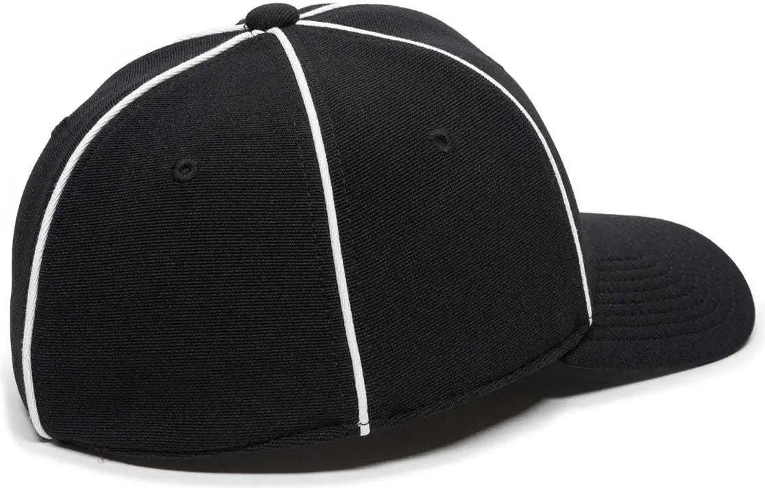 OC Sports OFC-600 Umpire Officials Poly Stretch Fit Cap - Black - Black / 7 1/4’’ - 7 5/8’’