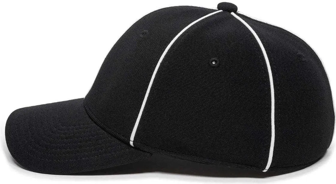 OC Sports OFC-600 Umpire Officials Poly Stretch Fit Cap - Black - Black / 7 1/4’’ - 7 5/8’’
