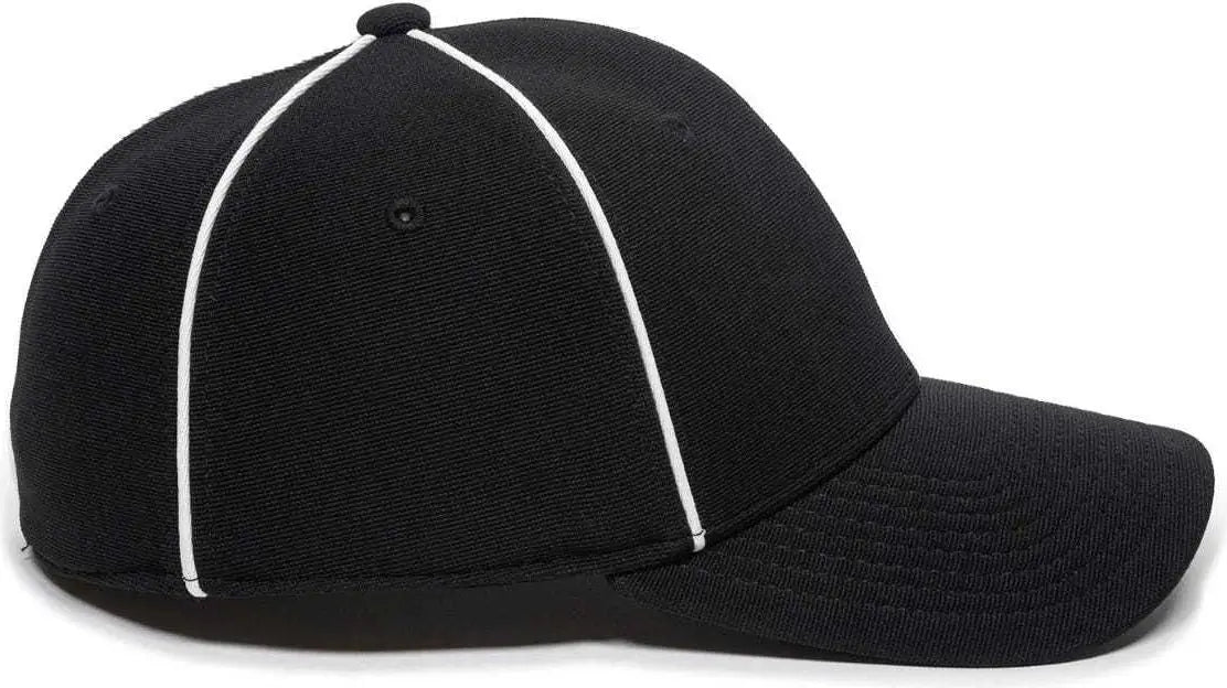 OC Sports OFC-600 Umpire Officials Poly Stretch Fit Cap - Black - Black / 7 1/4’’ - 7 5/8’’