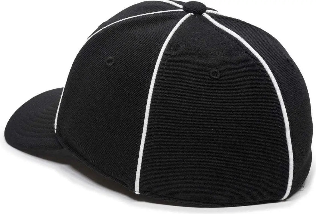 OC Sports OFC-600 Umpire Officials Poly Stretch Fit Cap - Black - Black / 7 1/4’’ - 7 5/8’’