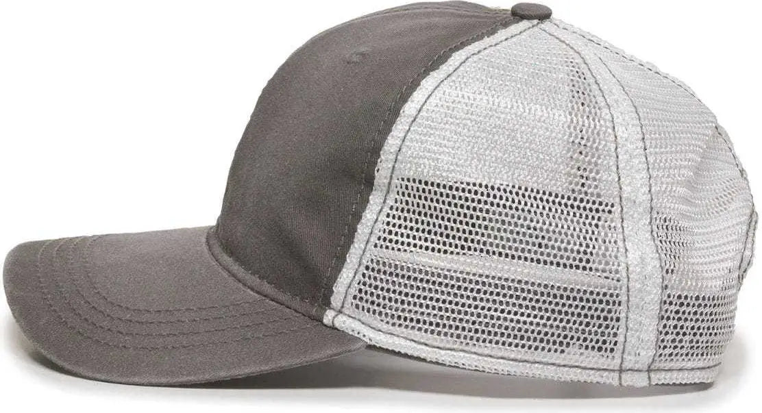 OC Sports PDT-750M Adjustable Mesh Back Cap - Charcoal White - Dark Gray White / 6 7/8’’ - 7 1/2’’