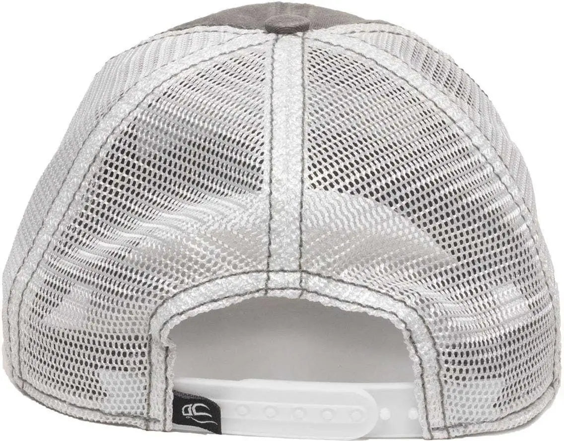 OC Sports PDT-750M Adjustable Mesh Back Cap - Charcoal White - Dark Gray White / 6 7/8’’ - 7 1/2’’