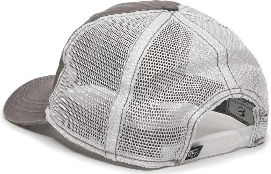 OC Sports PDT-750M Adjustable Mesh Back Cap - Charcoal White - Dark Gray White / 6 7/8’’ - 7 1/2’’