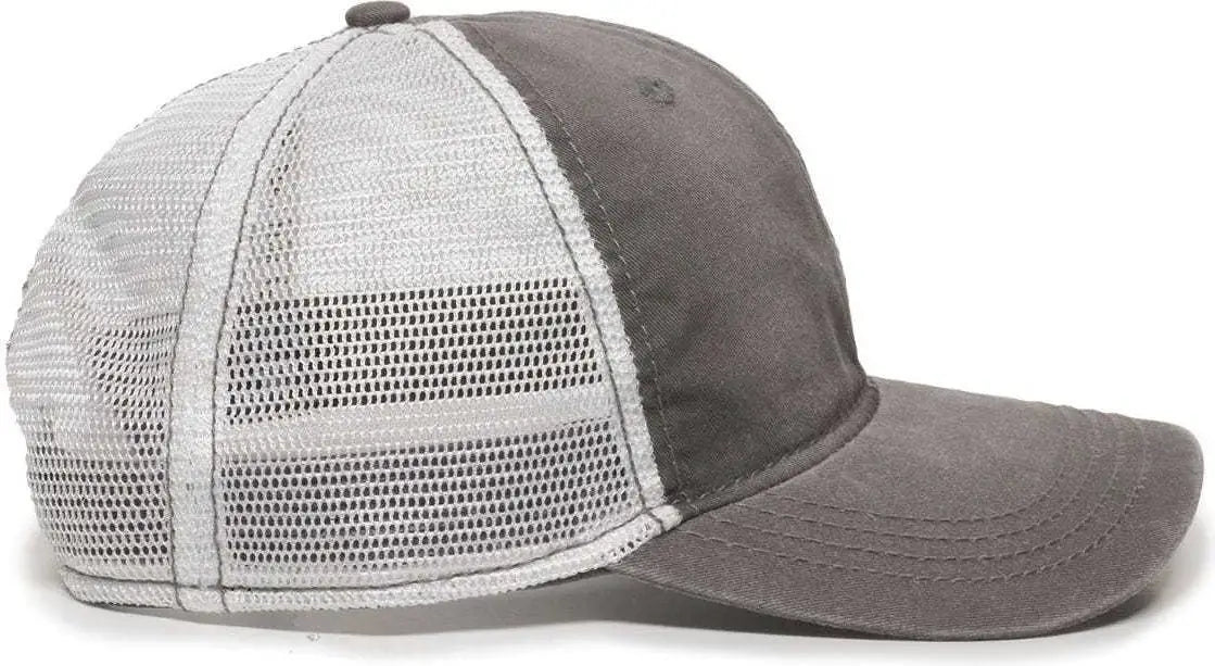 OC Sports PDT-750M Adjustable Mesh Back Cap - Charcoal White - Dark Gray White / 6 7/8’’ - 7 1/2’’