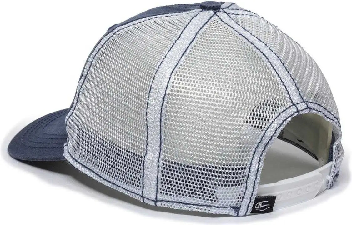 OC Sports PDT-750M Adjustable Mesh Back Cap - Navy White - Navy White / 6 7/8’’ - 7 1/2’’
