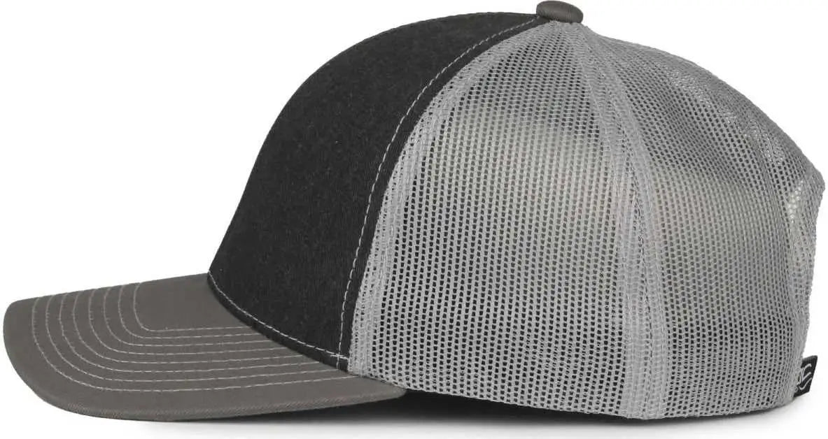 OC Sports PDT20M Pigment Dyed Twill Mesh Back Cap - Black Light Gray Charcoal - Dark Gray / OSFM