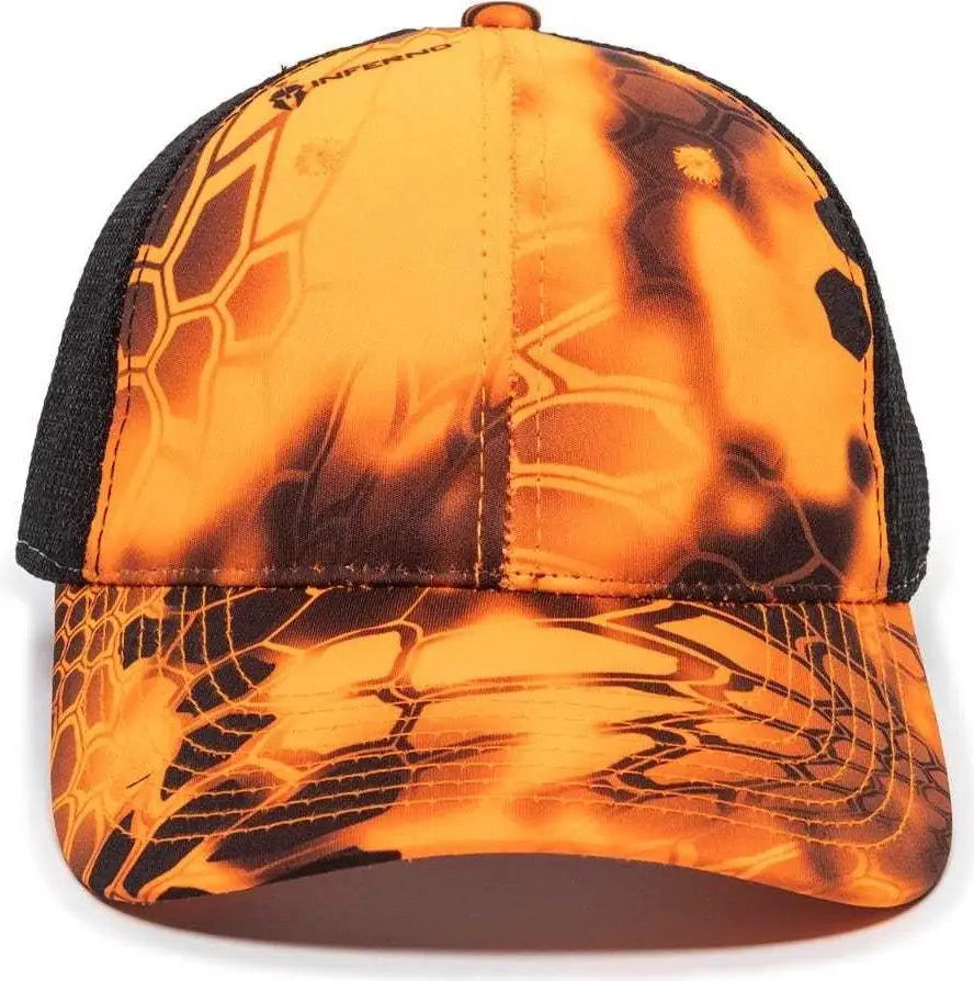 OC Sports PFC-150M Adjustable Mesh Back Cap - Kryptek Inferno Black - Kryptek Inferno Black / 6 7/8’’ - 7 1/2’’