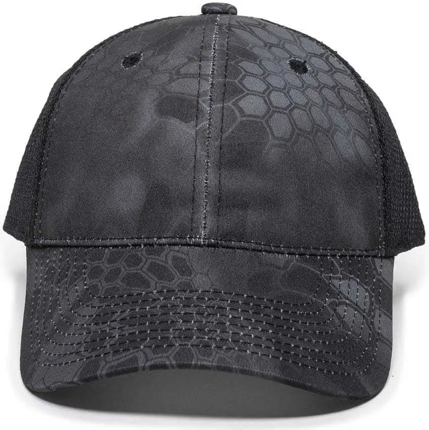 OC Sports PFC-150M Adjustable Mesh Back Cap - Kryptek Typhon Black - Kryptek Typhon Black / 6 7/8’’ - 7 1/2’’