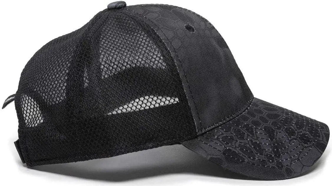 OC Sports PFC-150M Adjustable Mesh Back Cap - Kryptek Typhon Black - Kryptek Typhon Black / 6 7/8’’ - 7 1/2’’