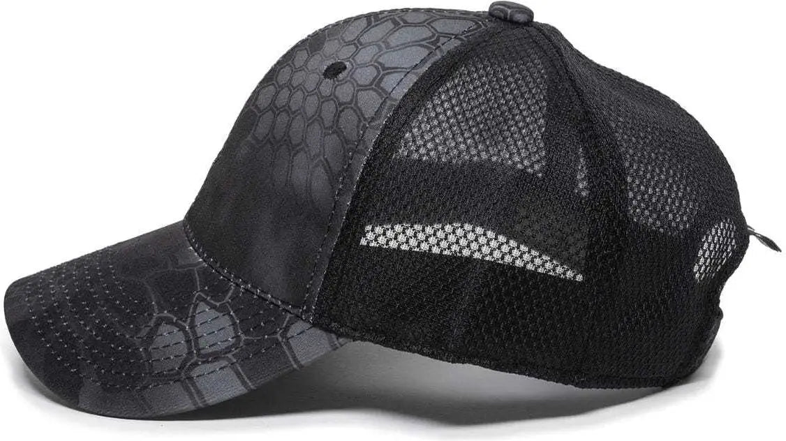OC Sports PFC-150M Adjustable Mesh Back Cap - Kryptek Typhon Black - Kryptek Typhon Black / 6 7/8’’ - 7 1/2’’