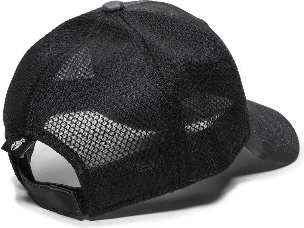 OC Sports PFC-150M Adjustable Mesh Back Cap - Kryptek Typhon Black - Kryptek Typhon Black / 6 7/8’’ - 7 1/2’’