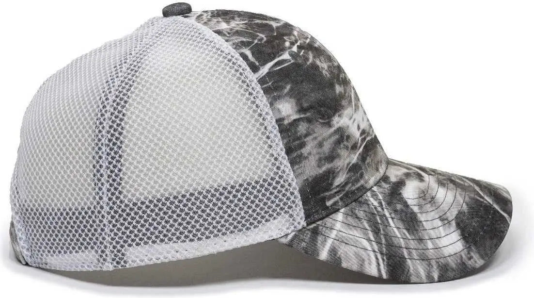 OC Sports PFC-150M Adjustable Mesh Back Cap - Mossy Oak Elements Agua Manta White - Mossy Oak White / OSFM