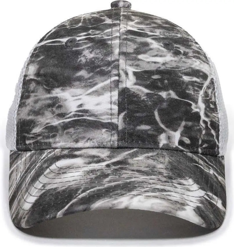 OC Sports PFC-150M Adjustable Mesh Back Cap - Mossy Oak Elements Agua Manta White - Mossy Oak White / OSFM