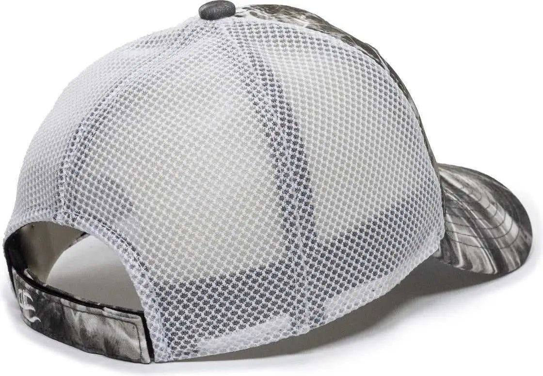 OC Sports PFC-150M Adjustable Mesh Back Cap - Mossy Oak Elements Agua Manta White - Mossy Oak White / OSFM
