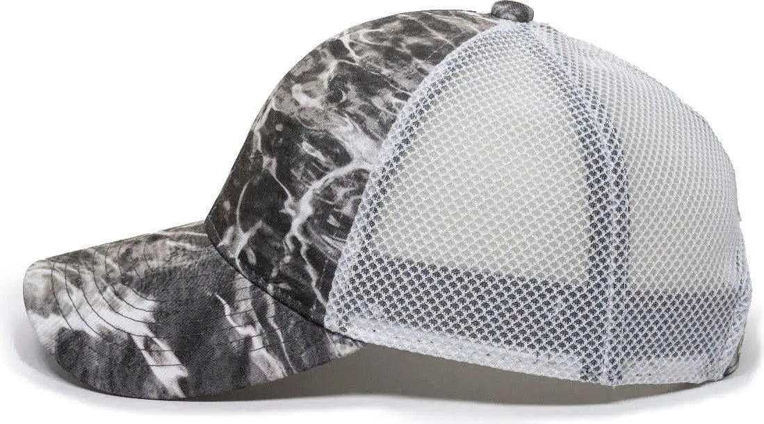 OC Sports PFC-150M Adjustable Mesh Back Cap - Mossy Oak Elements Agua Manta White - Mossy Oak White / OSFM