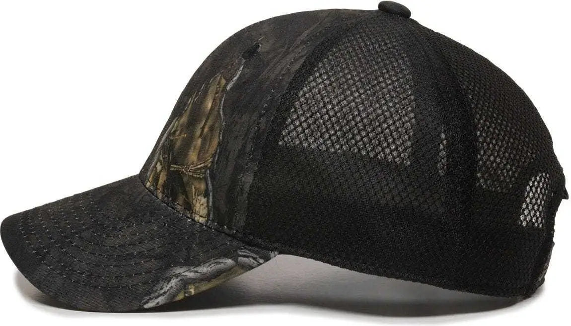 OC Sports PFC150M Performance Camo Mesh-Back Cap - Mossy Oak Break-Up Eclipse Black - Mossy Oak Black / 6 7/8’’ - 7