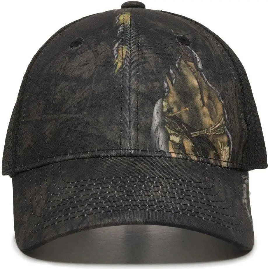 OC Sports PFC150M Performance Camo Mesh-Back Cap - Mossy Oak Break-Up Eclipse Black - Mossy Oak Black / 6 7/8’’ - 7