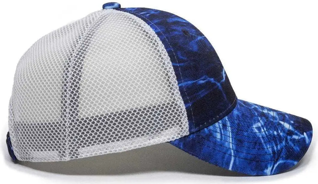 OC Sports PFC150M Performance Camo Mesh-Back Cap - Mossy Oak Marlin/ White - Mossy Oak White / 6 7/8’’ - 7 1/2’’