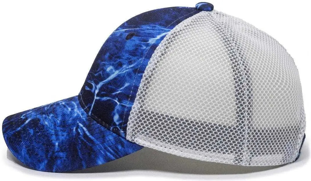 OC Sports PFC150M Performance Camo Mesh-Back Cap - Mossy Oak Marlin/ White - Mossy Oak White / 6 7/8’’ - 7 1/2’’