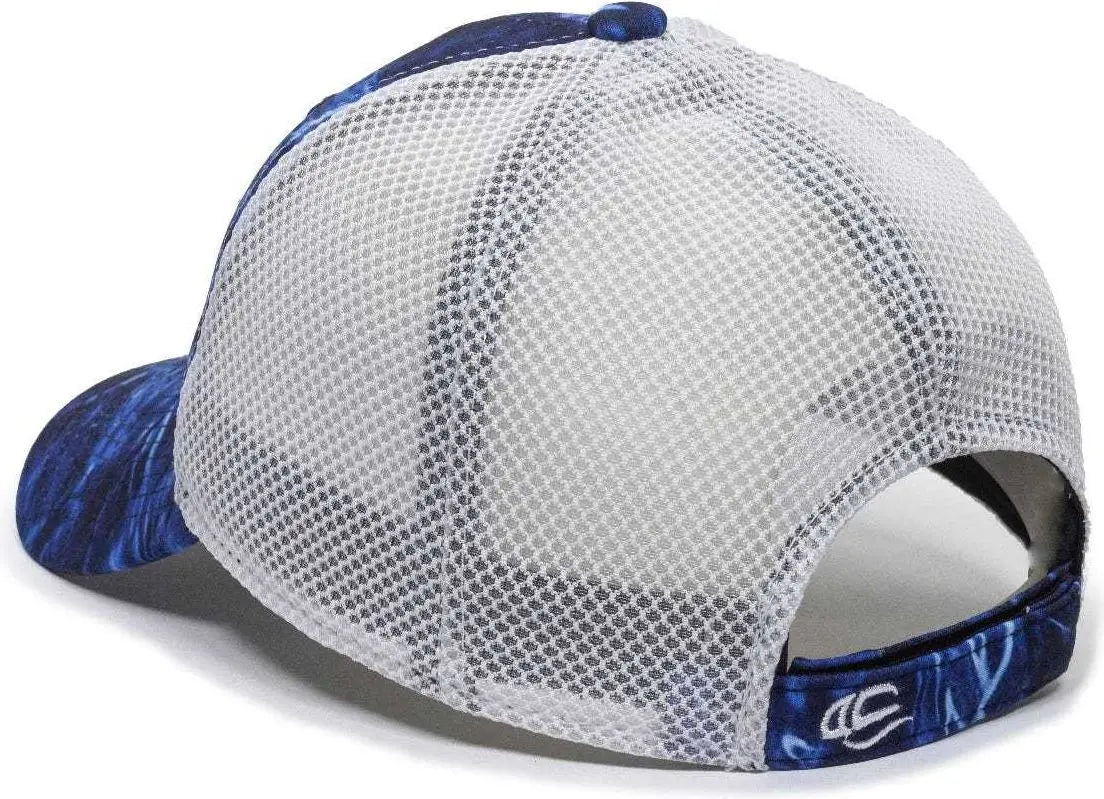 OC Sports PFC150M Performance Camo Mesh-Back Cap - Mossy Oak Marlin/ White - Mossy Oak White / 6 7/8’’ - 7 1/2’’
