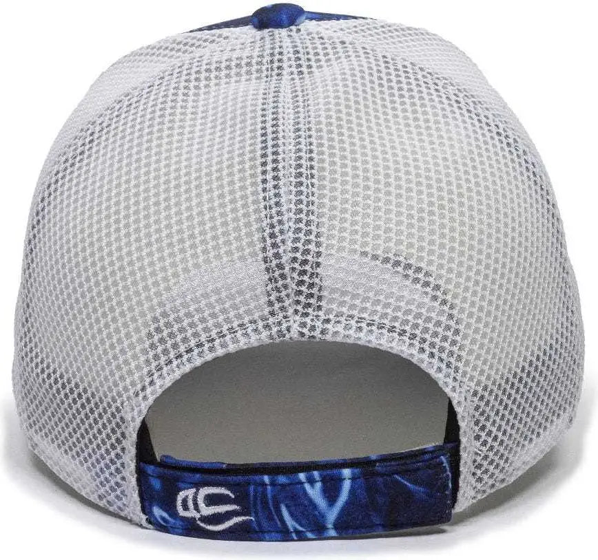 OC Sports PFC150M Performance Camo Mesh-Back Cap - Mossy Oak Marlin/ White - Mossy Oak White / 6 7/8’’ - 7 1/2’’