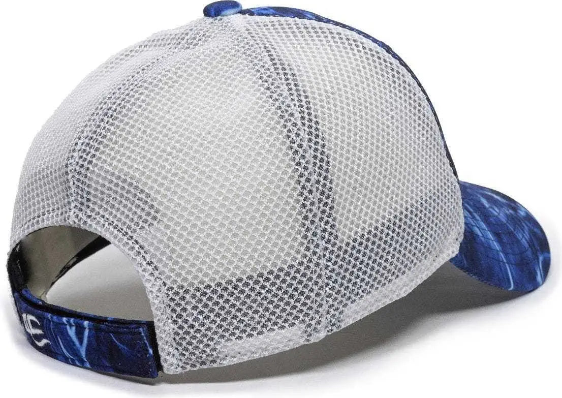 OC Sports PFC150M Performance Camo Mesh-Back Cap - Mossy Oak Marlin/ White - Mossy Oak White / 6 7/8’’ - 7 1/2’’