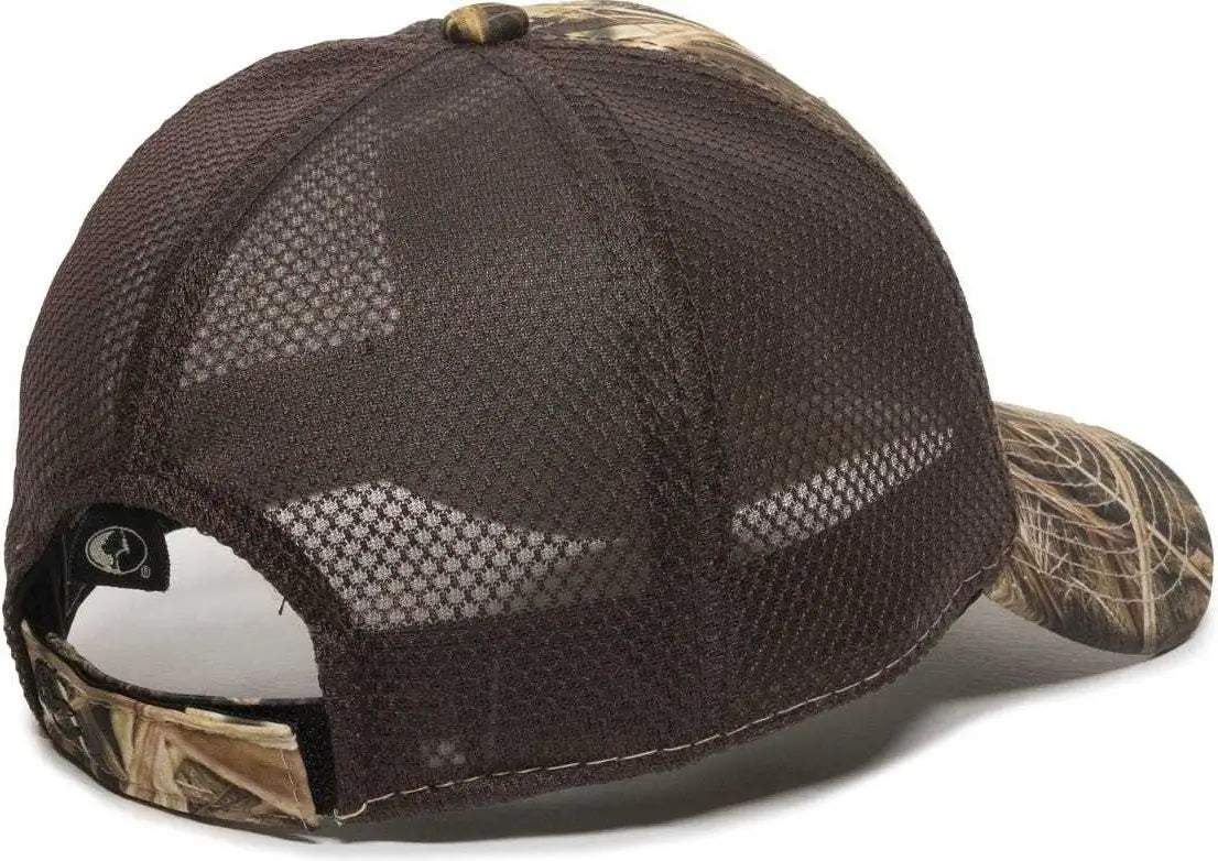 OC Sports PFC150M Performance Camo Mesh-Back Cap - Mossy Oak Shadow Grass Blades Ducks Unlimited Edition Brown - Mossy