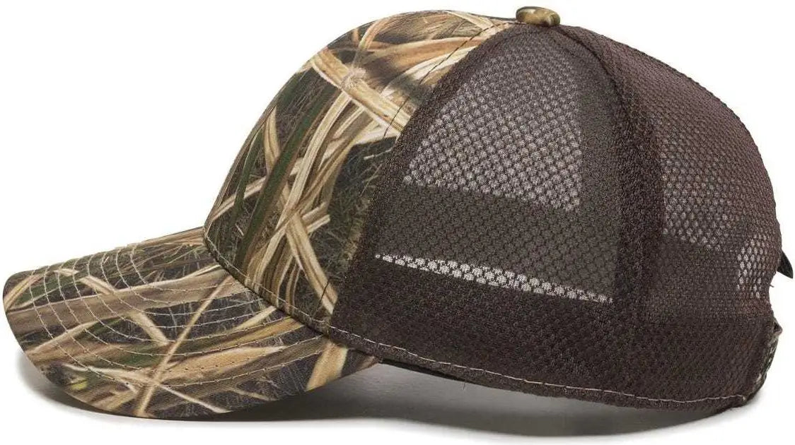 OC Sports PFC150M Performance Camo Mesh-Back Cap - Mossy Oak Shadow Grass Blades Ducks Unlimited Edition Brown - Mossy