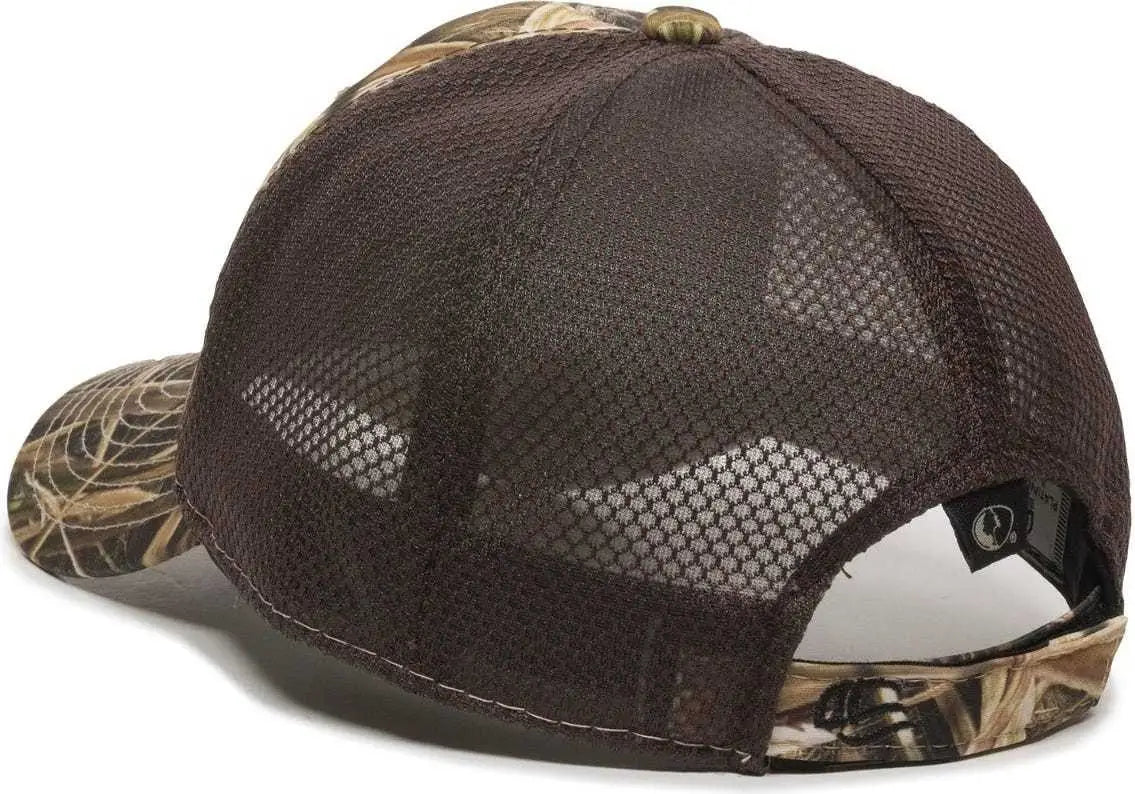 OC Sports PFC150M Performance Camo Mesh-Back Cap - Mossy Oak Shadow Grass Blades Ducks Unlimited Edition Brown - Mossy