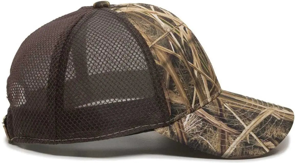 OC Sports PFC150M Performance Camo Mesh-Back Cap - Mossy Oak Shadow Grass Blades Ducks Unlimited Edition Brown - Mossy