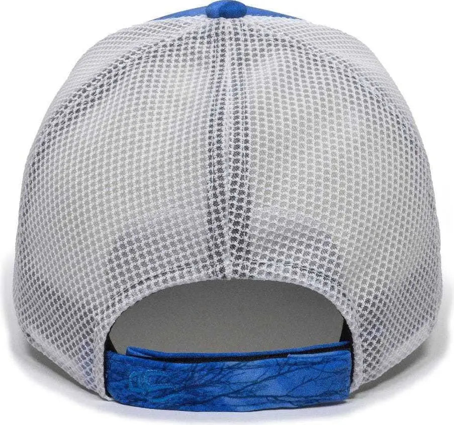 OC Sports PFC150M Performance Camo Mesh-Back Cap - Realtree Fishing Light Blue White - Realtree Blue / 6 7/8’’ - 7 1/2’’