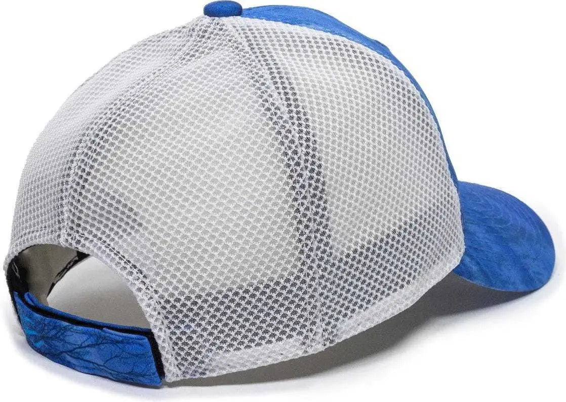 OC Sports PFC150M Performance Camo Mesh-Back Cap - Realtree Fishing Light Blue White - Realtree Blue / 6 7/8’’ - 7 1/2’’